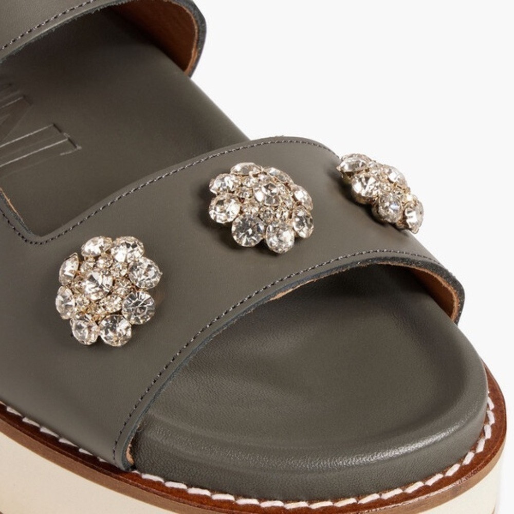 GANNI Crystal-embellished leather platform slingback sandals size 41 - Picture 3 of 16